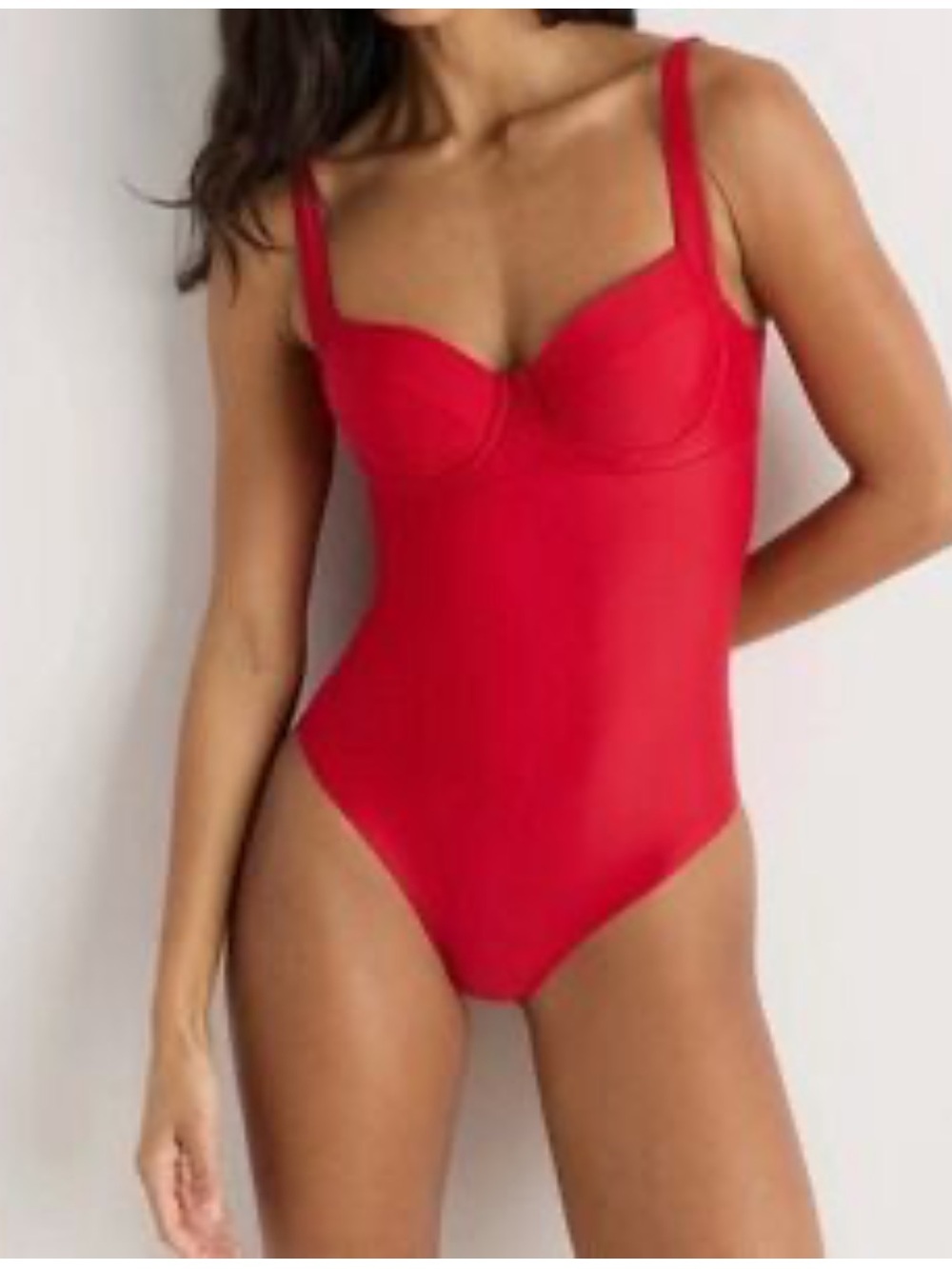 Quince Italian Demi Underwire Swim One Piece NEW Cherry Red